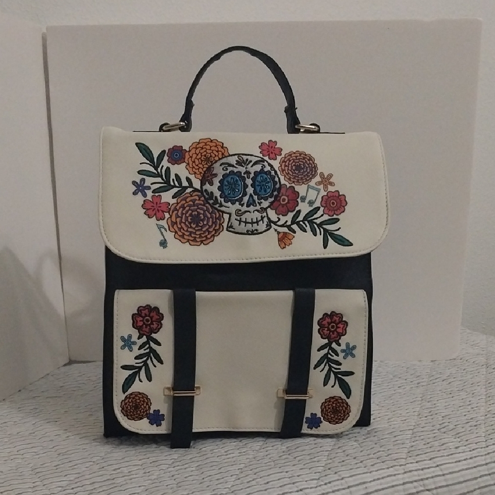 Disney Pixar Coco Candy Skull Backpack - Black and Cream